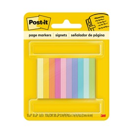 Post-it Page Markers, Assorted Bright Colors, 1/2 in x 2 in, 50 Markers/Pad, 10 Pads/Pack (670-10AB)