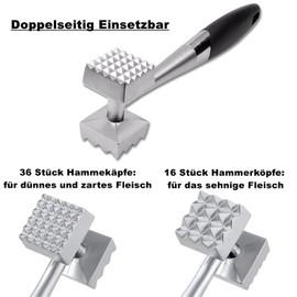 rumitpan Meat Tenderiser Meat Hammer Aluminium Meat Softeniser Schnitzel Hammer Double-Sided Meat Tenderiser Meat Hammer for Steak Poultry Fish Meat Chicken Beef Pig