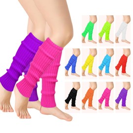 Buauty Y2K Leg Warmers for women, Knit Neon Leg Warmers 80s 90S party Yoga Accessories