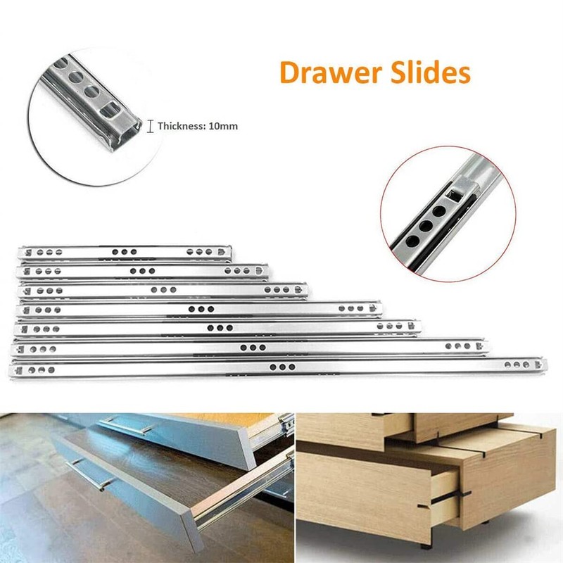 Boxonly 1 Pair Metal Bearing Drawer Slides Runners Draw Depth