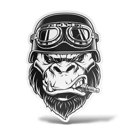 erreinge Sticker Gorilla Rider Cyclist Sticker PVC Shape For Decal Wallpaper Car Moto Helmet Camper Laptop - 35cm