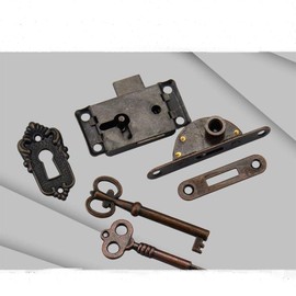 tooloflife Cabinet Lock Set with Key Antique 2 Types Vintage Style Bronze Cabinet Lock Jewelry Makeup Case Furniture Door Drawer Lock