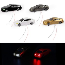 EC100 12PCS 1:87 HO Scale Model LED Lighted Car with 12V Front and Rear Lights Layout