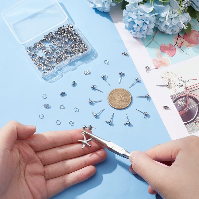 PH PandaHall 300pcs Earrings Post 304 Stainless Steel Earring Stud