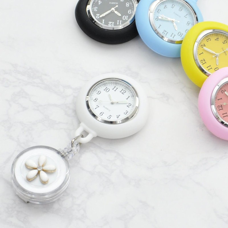Grandios GD-HANANW Nurse Watch, Extendable Type, Clip, Reel Type, Flower,