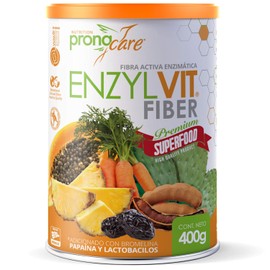 Fibra Digestiva en Polvo 100% Vegetal Adicionada con Papaína y Bromelína + Lactobacilos | Lata de Fibra Activa Enzimática 400 gr | Suplemento