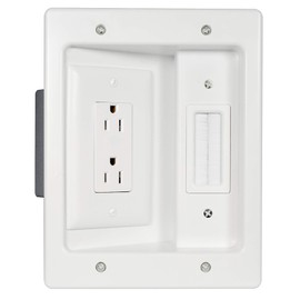 Legrand - OnQ Wall Cable Concealer Kit, Flat Panel TV Connection Kit with Cable Management Box, In Power Kit Hides Cords Cable Hider Box Fits All Plugs, White, HT2102WHV1