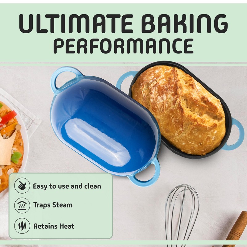 LoafNest: The Original Breadbaking Dutch Oven. 2 Qt Covered Cast