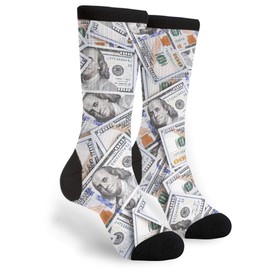 YISHOW Money Socks Men's Women's Novelty Crew Socks Funny Crazy Hundred Dollars Socks Gift