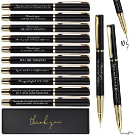 PerKoop 10 Set Thank You Gifts Ballpoint Pens with Gift Boxes Bulk Christmas Appreciation Gifts for Employee Coworker Nurse Teacher Staff Team Member Office Supplies(Black,Mixed)