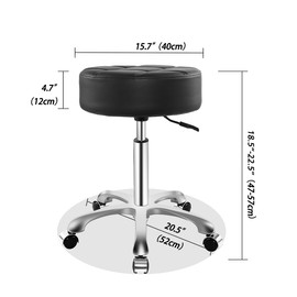 Ainilaily Rolling Stool with Wheels, Thick Cushion Heavy Duty Esthetician Hydraulic Chair Stool for Work Medical Tattoo Salon Office (Black)