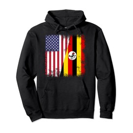 Half Ugandan Flag | Vintage Uganda USA Gift Pullover Hoodie