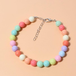 Ling & Bai Dog Pearl Necklace Adjustable Colorful Fancy Pet Jewelry Collar Supplies Accessories for Puppy Kitten (Multicolored, S)