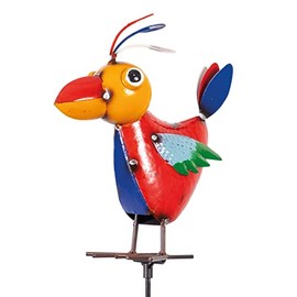 CIM Garden Stake - Wild Bird Orange - Bird Dimensions: 17.5 cm x 8 cm - Total Height: 100 cm - Modern Home and Garden Decoration - Flower Bed Stake - Garden Stake