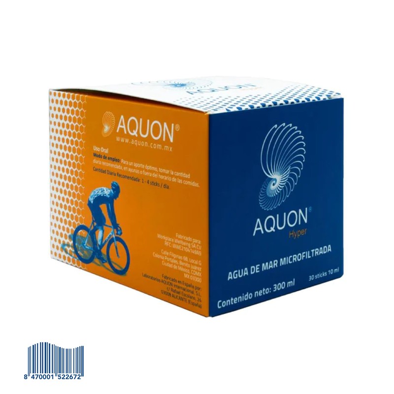 Aquon Hyper Electrolitos Naturales - Agua de Mar Microfiltrada, Caja
