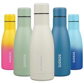 BJPKPK 12oz Water Bottles Stainless Steel Double Wall Vacuum Insulated Small Water Bottles for Travel,Beige