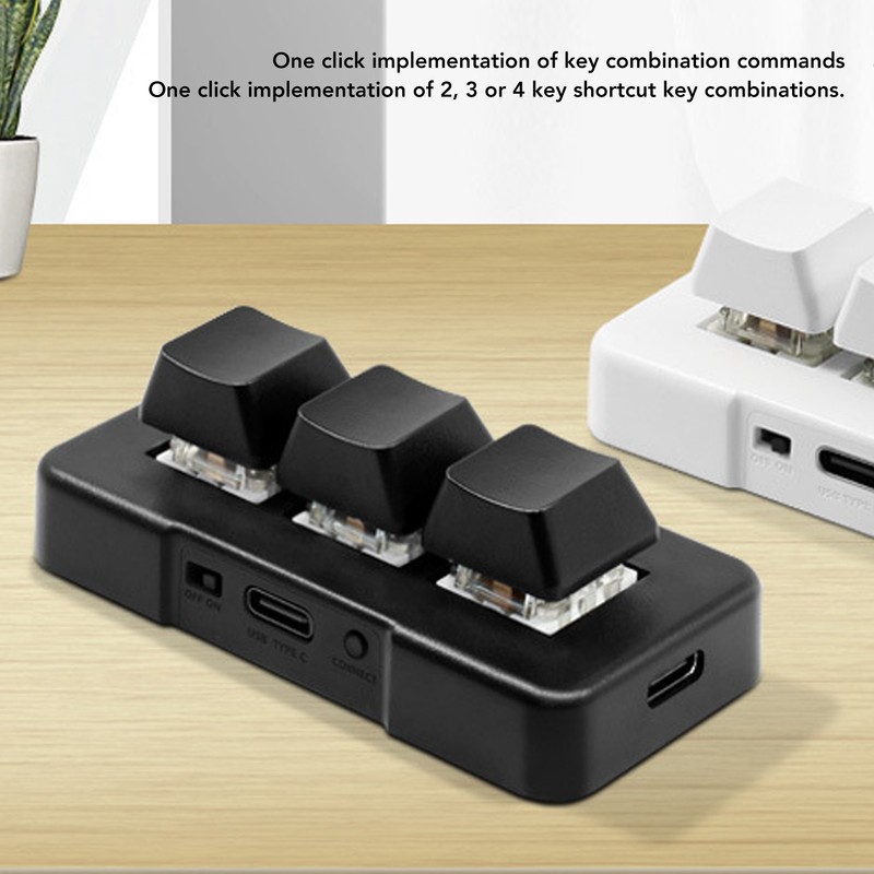Customize 3 Keys Keyboard Black 3 Keys One Handed Mini