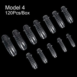 Rolabling Nail Tips Clear Acrylic Nail Tip Fake Nails With Scale Nail Extension Tool With Box Manicure DIY 120 Pcs/12 Sizes (Models-4)