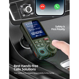 Nulaxy FM Bluetooth Transmitter for car, Strong Microphone Bluetooth Car Adapter with 1.8" Color Screen for Hands Free Calls, Supports QC3.0 Charging, Treble and Bass Sound Music Player- KM30 Green