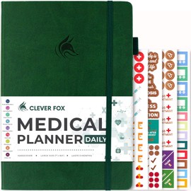 Clever Fox Medical Planner Daily – Health Diary Notebook, Wellness Journal & Self-Care Logbook, Lasts 3 Months, 7x10.5″ (Forest Green)