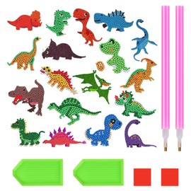18Pcs 5D DIY Diamond Stickers Painting Kits for Kids Dinosaur Diamond Painting Kits Diamond Art Kits Kids Art Activity Set for Children, Boys and Girls
