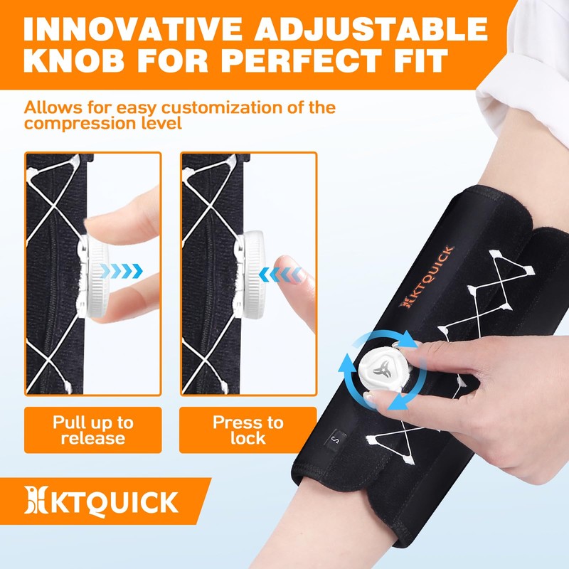 KTQUICK Adjustable Elbow Support with Rotary Knob, Elbow Bandages Men