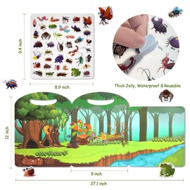 Insect Sticker Books for Toddlers Kids Reusable | Jelly Bug Sticker Activity Book for Boys Girls | Ages 2-4 3-5 Years Old | Airplane Car Travel Quiet Toys | Easy Peel and Stick.