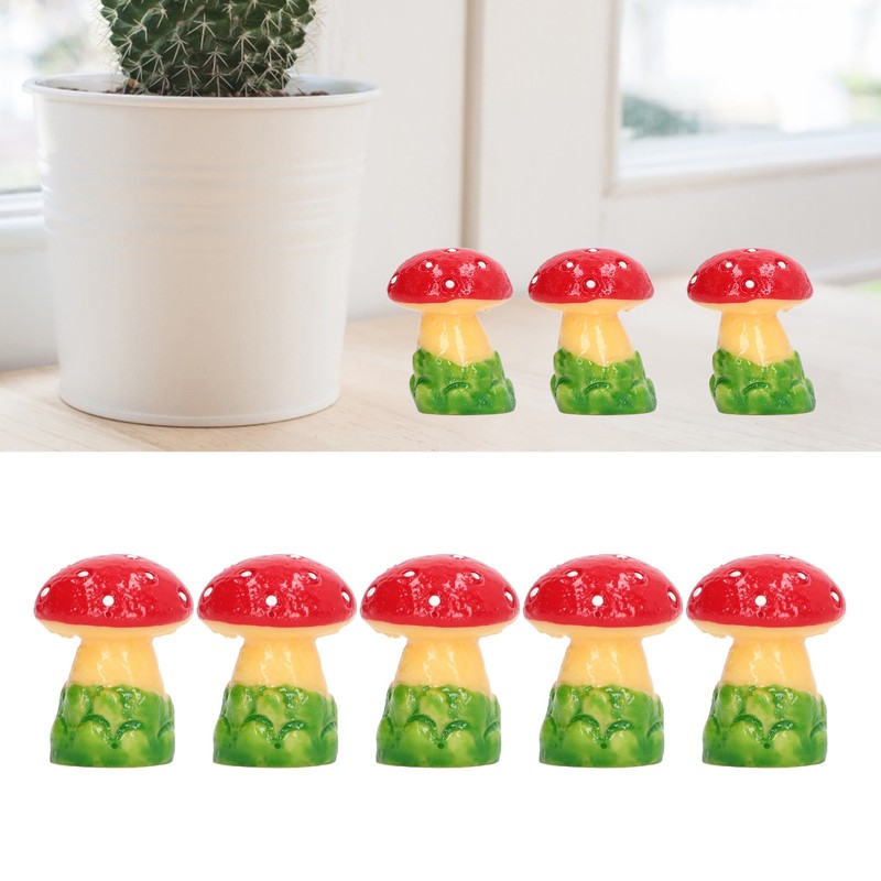 30pcs Dollhouse Mushroom Figurine Cute DIY Resin Micro Landscape Garden
