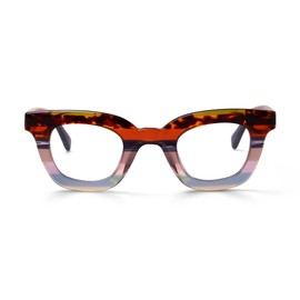 eyebobs - Anomaly | Premium Reading Glasses for Men and Women | Square Frame for Narrow Faces, Blue & Tortoise Stripe with Navy, 1.25