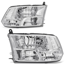 DNA MOTORING Pair OE Style Headlights Compatible with 09-10 Dodge Ram 1500/11-12 Ram 1500 2500 3500, Chrome/Clear, HL-OH-RAM09Q-CH-CL