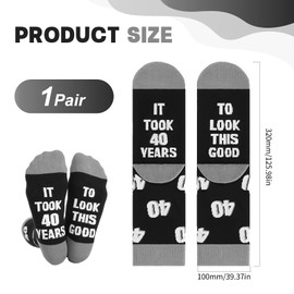 Fascetta 40th Birthday Socks Gifts for Men Black Calf-length Cotton Sock Keepsake Present 40th Unique Happy Funny Birthday Gift Age 40 Size 9-11 Non-slip Decorations Dad Husband Brother Son