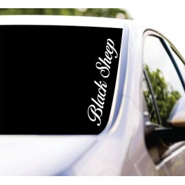 Dabbledown Large Black Sheep Cursive Car Truck Window Windshield Lettering Decal Sticker Decals Stickers JDM Automobil (2.5 x 12)