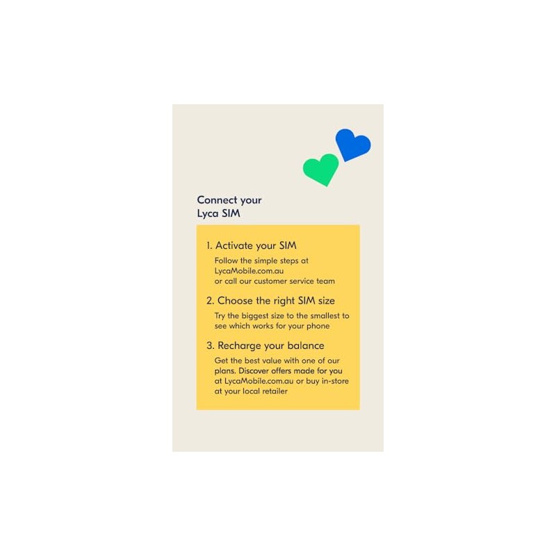 Lyca Mobile AU Unlimited Plan 20 Prepaid SIM $20 for