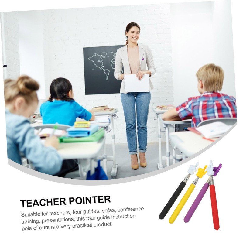 SHINEOFI Elegant Functional 4pcs Teachers Pointing Rods Extendable Reading Indicator