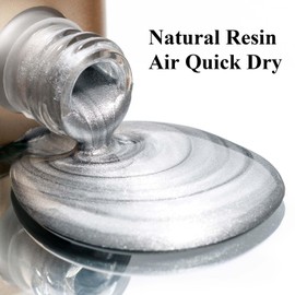 Bevimee Nail Polish Liner Silver, Air Quick Dry, Chrome Metallic Nail Lacquer Non Gel liner Nail Art, Glitter Build in Thin Brush for Nail Design Polish Nail Decoration Dotting Painting, 12ML