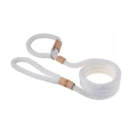 Alvalley White Sport Slip Lead with Leather Stop for Dogs Made of Strong Multifilament Polypropylene Rope (13mm X 183cm or 1/2in X 6ft)