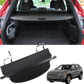 Marretoo for Jeep Cherokee Cargo Cover 2014 2015 2016 2017 2018 for Jeep Cherokee Accessories Black Retractable Trunk Cover Security Shield Shade