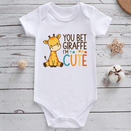 WFHCKT i'm cute giraffe baby clothes gender neutral funny girl boy bodysuits white 3-6 months