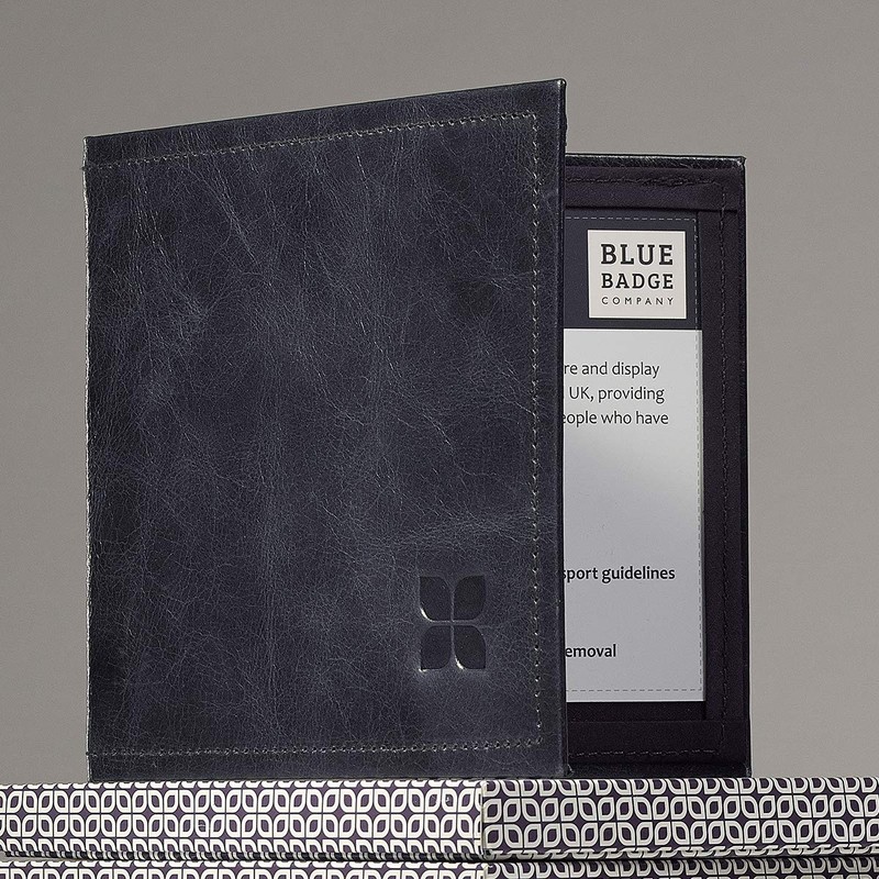 Blue Badge Co Italian Leather Parking Wallet in Navy Blue