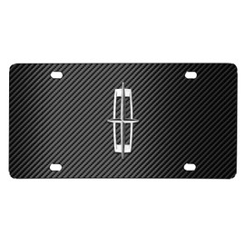 iPick Image for Lincoln 3D Large-Size Metal Logo on Black Carbon Fiber Pattern Stainless Steel License Plate