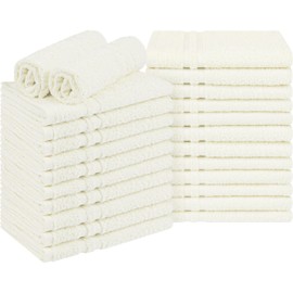 Utopia Towels Cotton Bleach Proof Salon Towels (16x27 inches) - Bleach Safe Gym Hand Towel (24 Pack, Ivory)