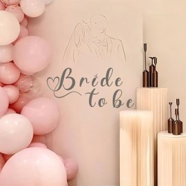 FUTNH Bride to Be Wall Decal Sign, 35.4 x 11.8 inches, Wedding Engagement Party Backdrop Decoration，Balloon Arch Backdrop Sticker (Grey（Bride to be）)