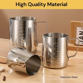 EZONEDEAL Espresso Milk Frothing Pitcher - Stainless Steel Jug for Steaming and Frothing, 350ml Capacity for Coffee Arts, Cappuccino