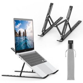 GRIFEMA GB1054B Laptop Stand for Desk, Height-Adjustable Laptop Riser, Portable Laptop Stand with 6 Tilt Adjustments for 10 - 17.3 Inch Laptops and Tablets - Black