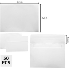 50 Packs 4x6 Envelopes,White A4 Envelopes,4x6 Envelopes for Invitations, Printable Invitation Envelopes,Envelopes Self Seal for Weddings, Invitations,Greeting Cards, Mailing, Invitations, Photos