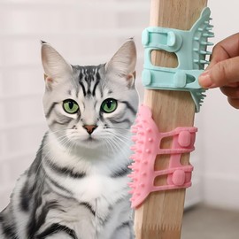 2Pcs Grooming Brush for Cats and Dogs - Reduce Shedding, Scratching, and Itchiness With Silicone Bristles, Easy Installation, Self-Cleaning Pet Toy
