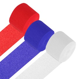 PATIKIL Crepe Paper Streamers, 3 Roll Party Decorations Streamers for Birthday Wedding Christmas Party Supplies, Red/White/Blue (1.8Inch x 72Ft/Roll)