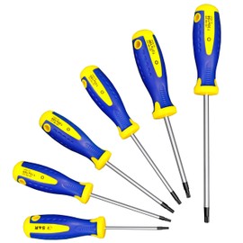 S&R Torx 6-Piece Magnetic Screwdriver Set, Power-Shape Screwdriver Set, T10 T15 T20 T25 T27 T30, Perforated Ergo Handle, Includes Wall Bracket, Screwdriver Set with S2 Special Steel Blades