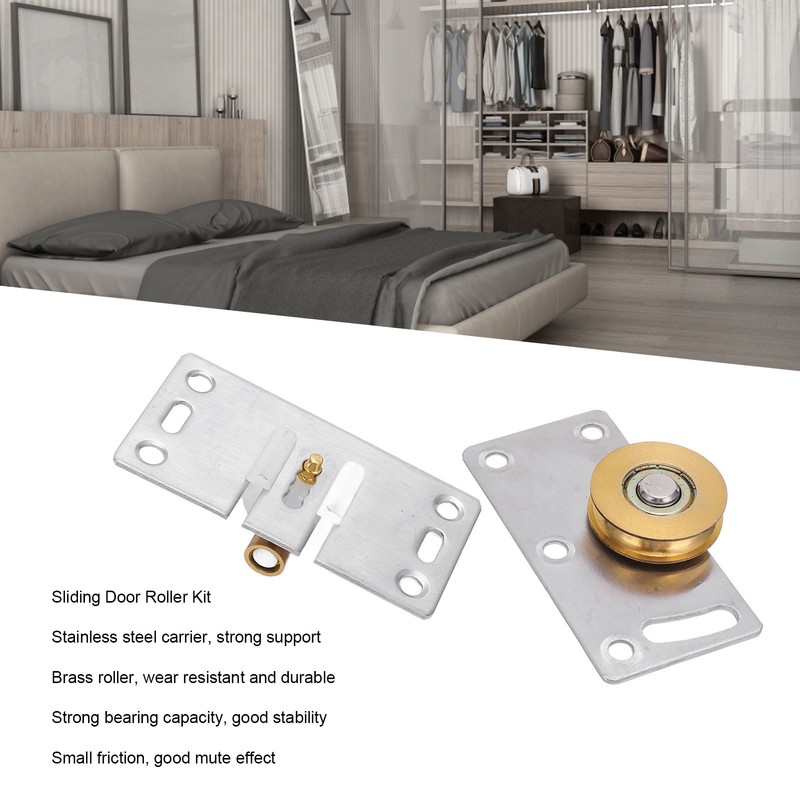 2 Sets Sliding Door Roller Brass Stainless Steel Pulley for