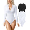 OQQ Women's 2 Piece Bodysuits Sexy Ribbed One-Piece Zip Front